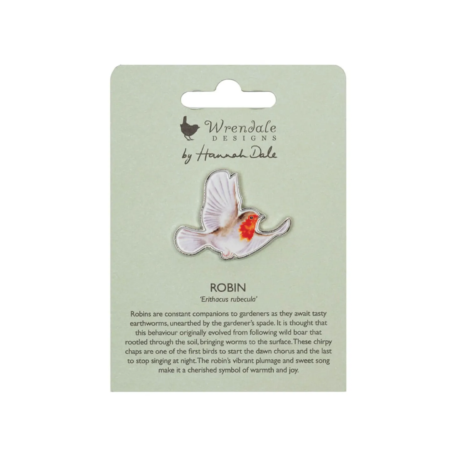 Wrendale Designs by Hannah Dale Pin Badge - Flying Robin - Robin