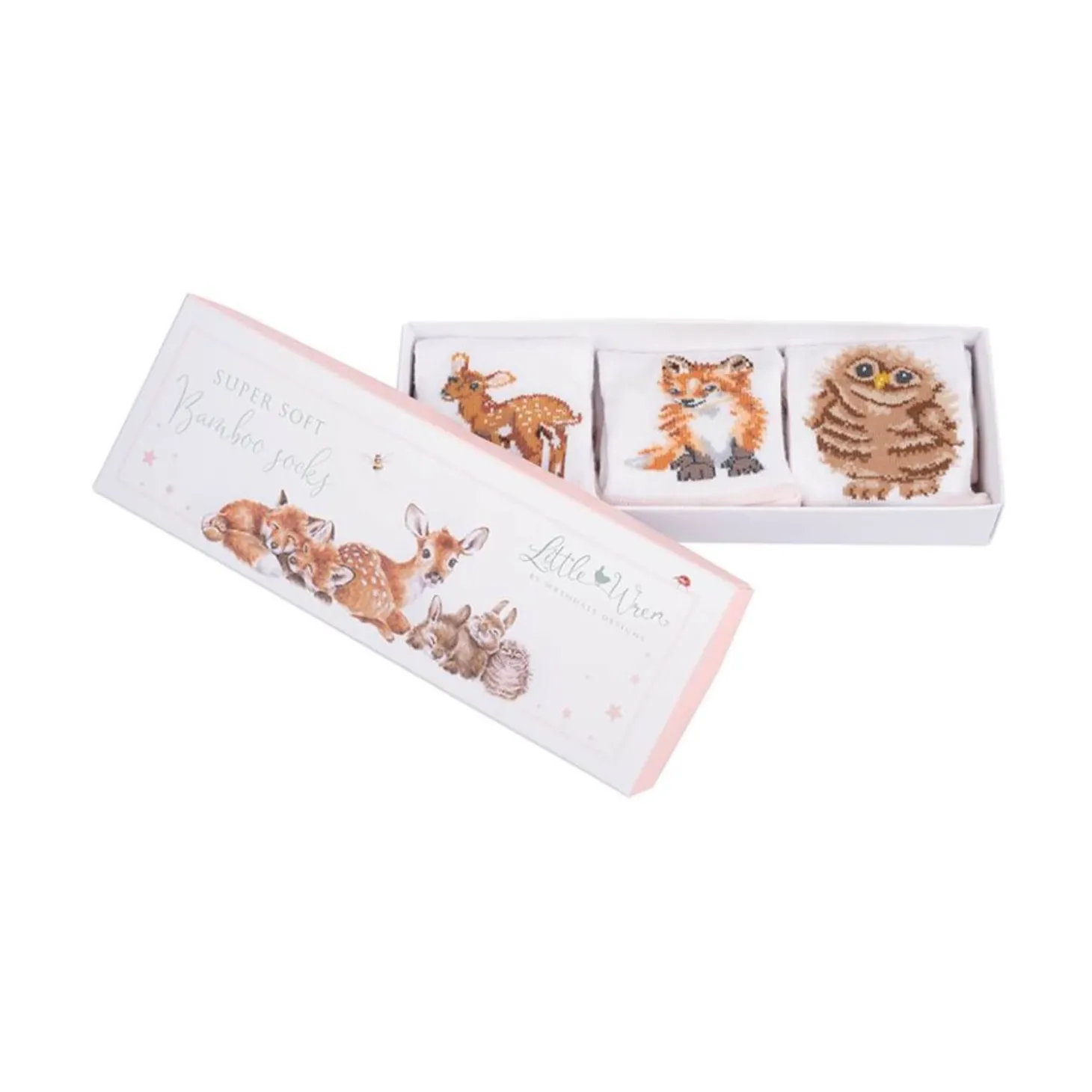 Wrendale Designs Little Wren Little Forest Woodland Animal Bamboo Baby Socks - 6-12 Months