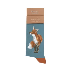 Wrendale Designs Mens Bamboo Socks One Size 7-11 - Bright Eyed & Bushy Tailed