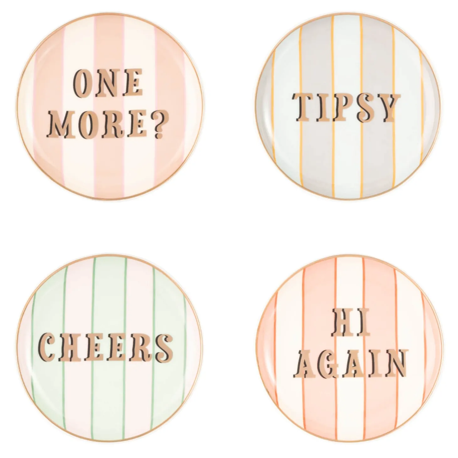 Yvonne Ellen Fine China 4-Piece Coaster Set - Slogan