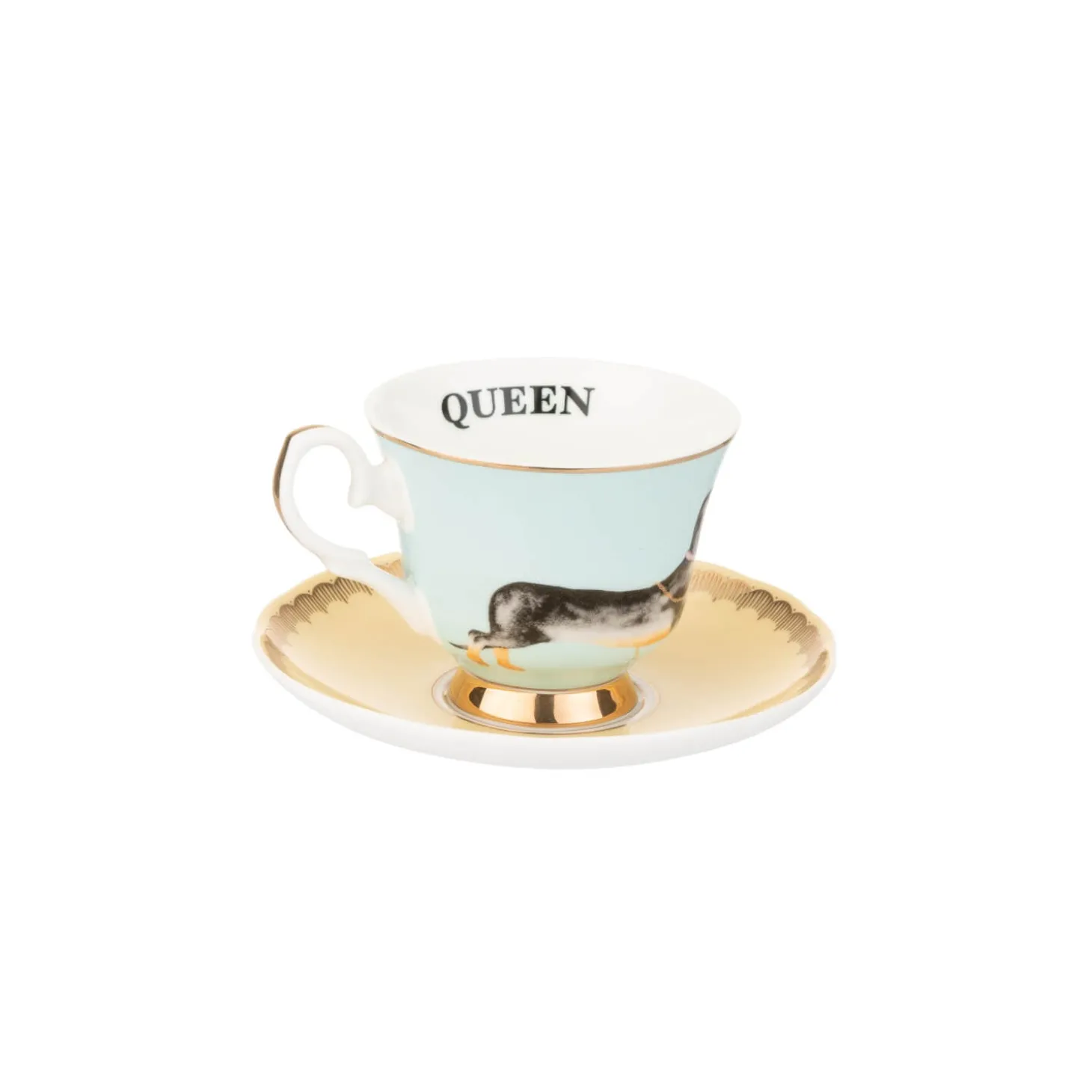 Yvonne Ellen Fine China Teacup & Saucer - Doggie